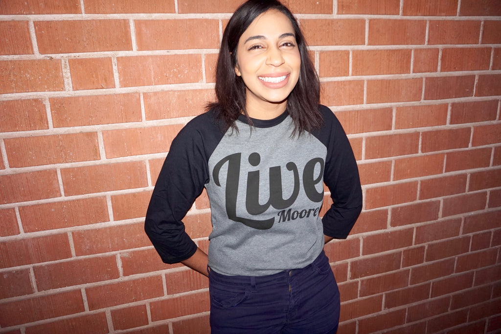 Black & Grey Baseball Live Moore Tee