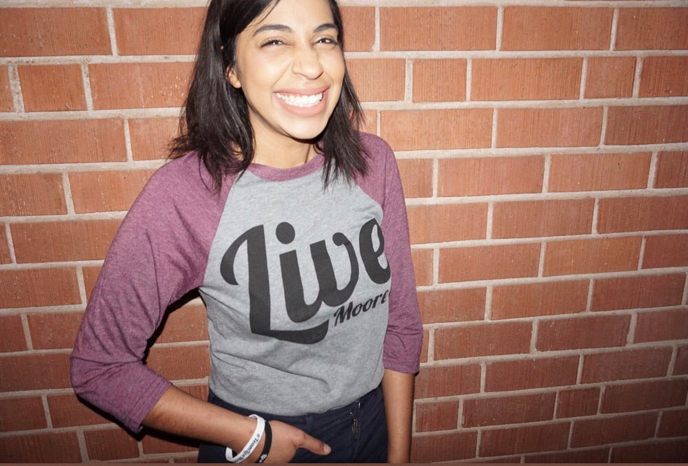 Maroon & Grey Baseball Live Moore Tee